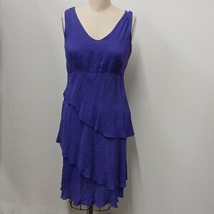 Vintage CLICK by Color Me Cotton Purple Tiered and Ruffled Dress / Size M